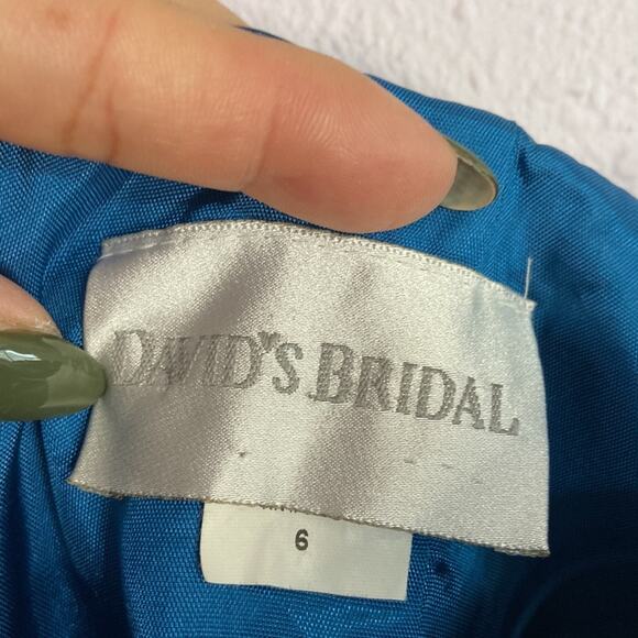 David’s Bridal Women Teal Bride’s Maid Strapless Tube Style Dress Size 6 - Picture 8 of 8